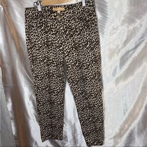 Leopard Animal Print Skinny Ankle Pants Size 6P Maximalist Statement Print